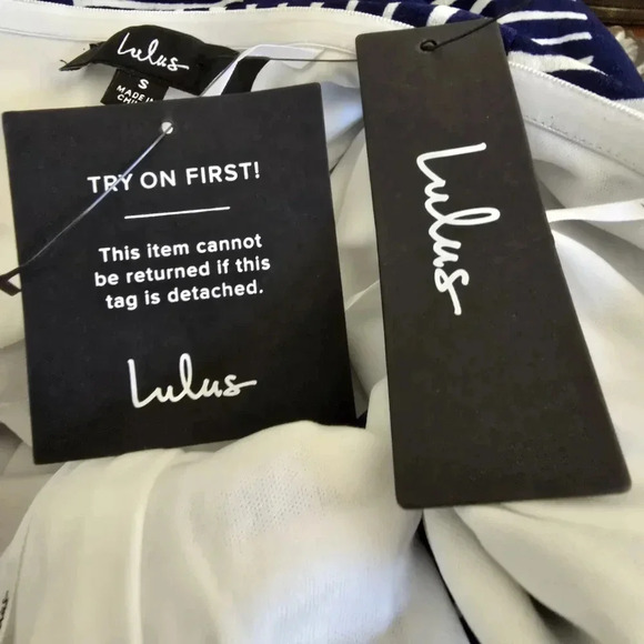 NWT Lulus Delphi Blue and White Striped Tie-Front Strapless Jumpsuit Size Small - Picture 12 of 14